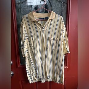 Puritan Yellow Polo with Navy & White Stripes